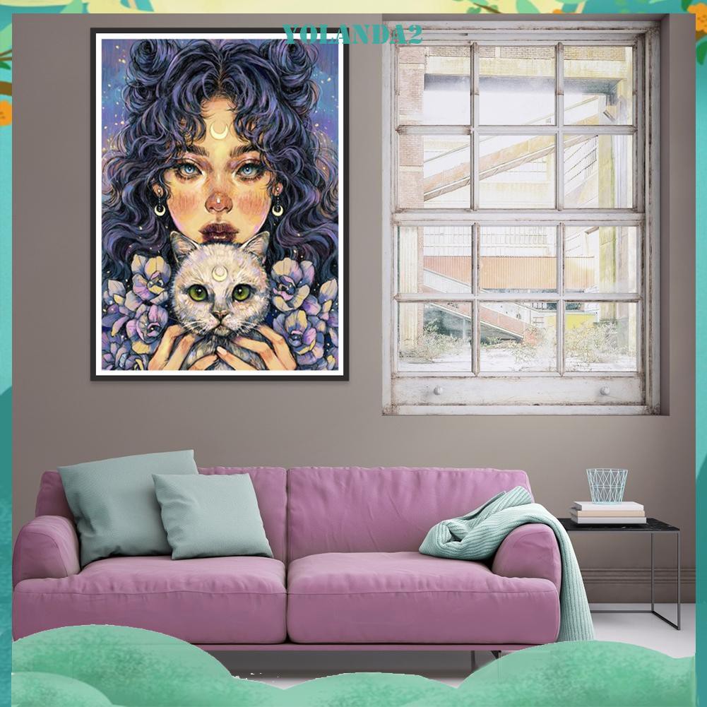 Bộ Tranh Đính Đá Trang Trí Hình Cô Gái 5d Diy Xinh Xắn