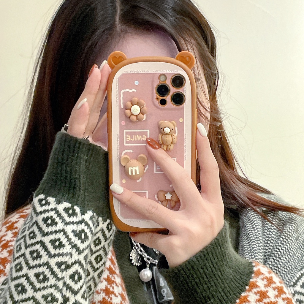 Ốp lưng điện thoại iphone bánh mì tai gắn stick gấu 7plus x xsmax 11 11promax 12 12pro 12promax 13 13pro 13promax DT14