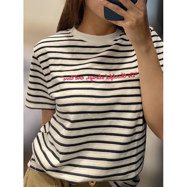 ÁO THUN SỌC “Be Thankful Always, and Love”