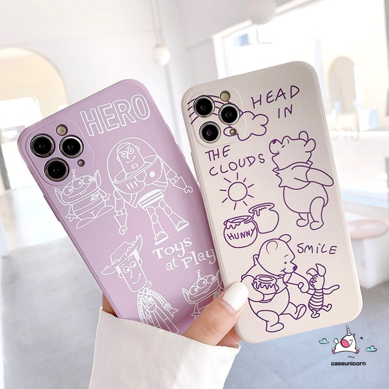 Ốp lưng silicon mềm họa tiết gấu Pooh màu trơn cho iPhone 11 7plus 8plus 6 6s Plus 7 8 11Pro Max X XR XS MAX SE | BigBuy360 - bigbuy360.vn