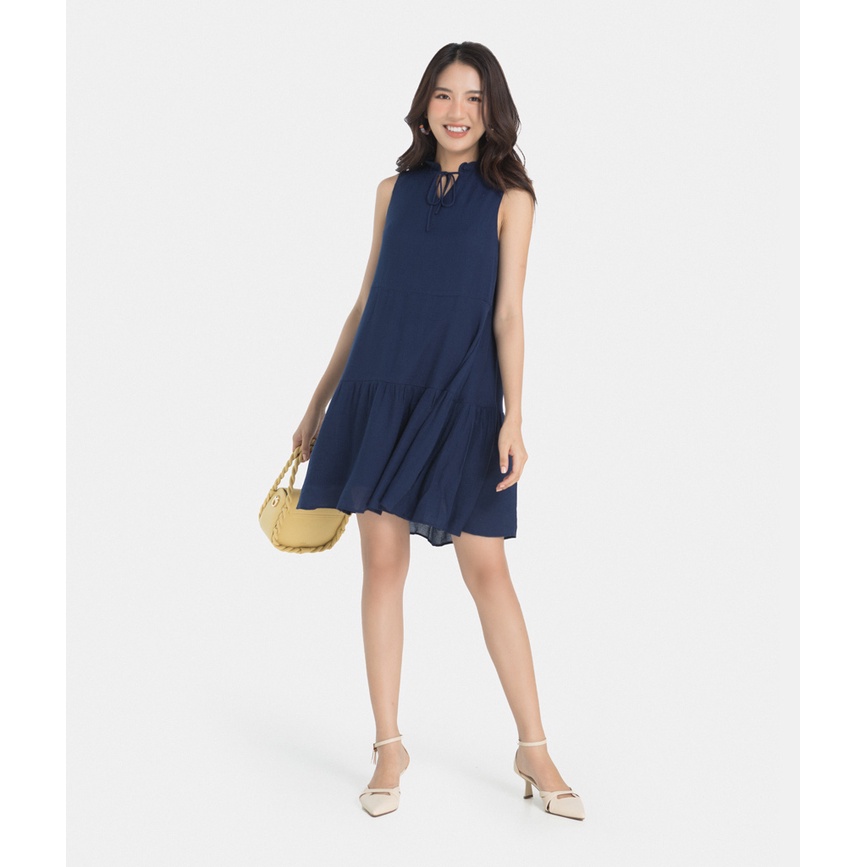 Đầm nữ thời trang HNOSS dáng suông rút nhún 2 tầng HNDLU043