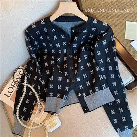 Xiaoxiang Áo Khoác Cardigan Dệt Kim Đan Chéo Họa Tiết Hoa Phong Cách Retro Thu Đông Dành Cho Nữ