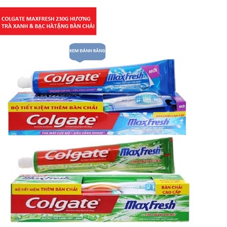 Kem đánh răng Colgate MaxFresh hương bạc hà 230g Tặng bàn chải cao cấp