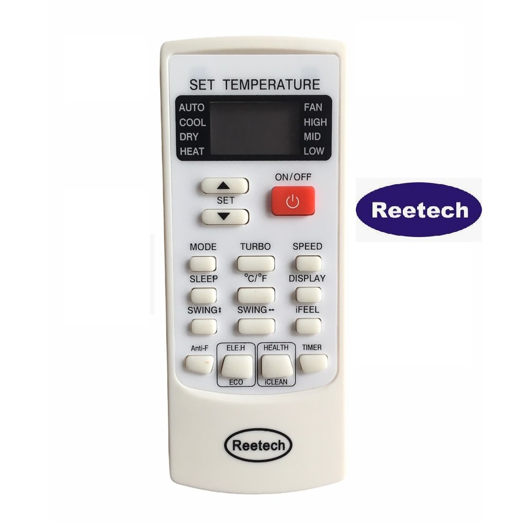 ĐIỀU KHIỂN MÁY LẠNH REETECH YNK-H/102E - TẶNG KÈM PIN - REMOTE ĐIỀU KHIỂN ĐIỀU HÒA REETECH MẶT TRẮNG 1 NÚT ĐỎ