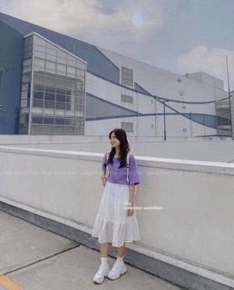 Chân váy voan 2 lớp đen - trắng