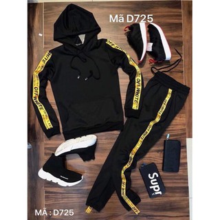 Bộ nỉ nam thể thao chạy rót OFF WHITE VÀNG .