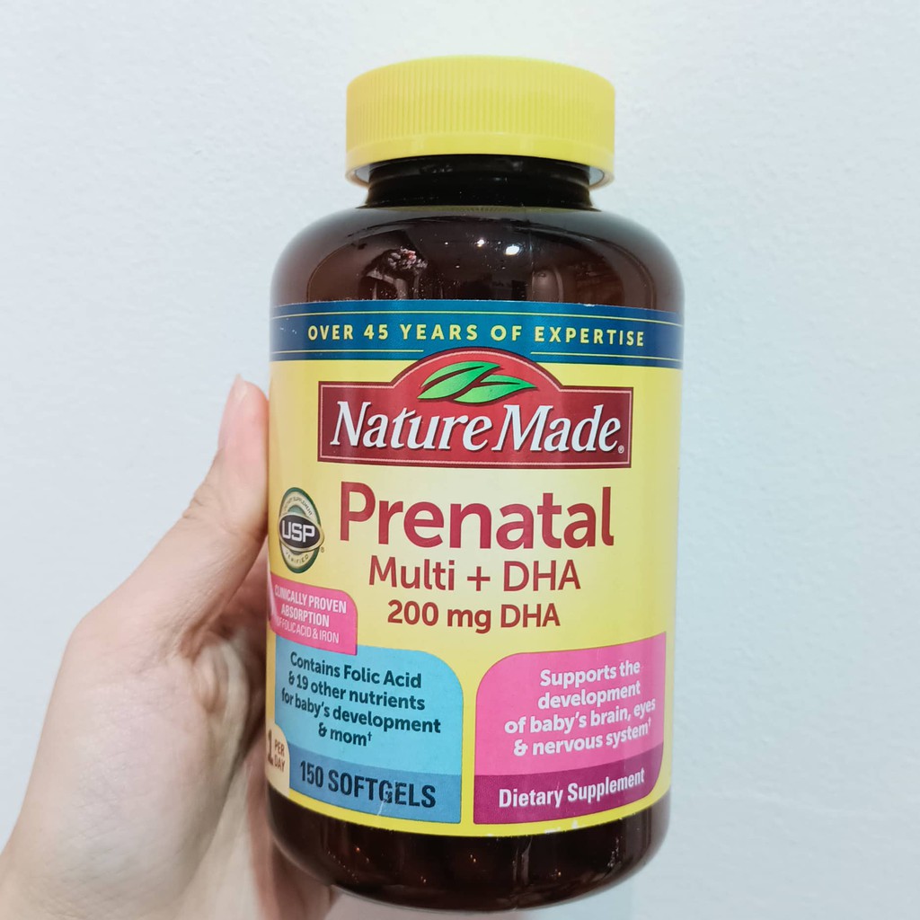 Vitamin bầu Nature Made Prenatal Multi + DHA 150 viên date tháng 12/2022