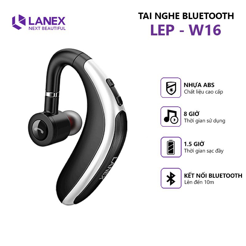 Tai nghe Bluetooth 1 bên LANEX LEP - W16 V5.0 có Mic