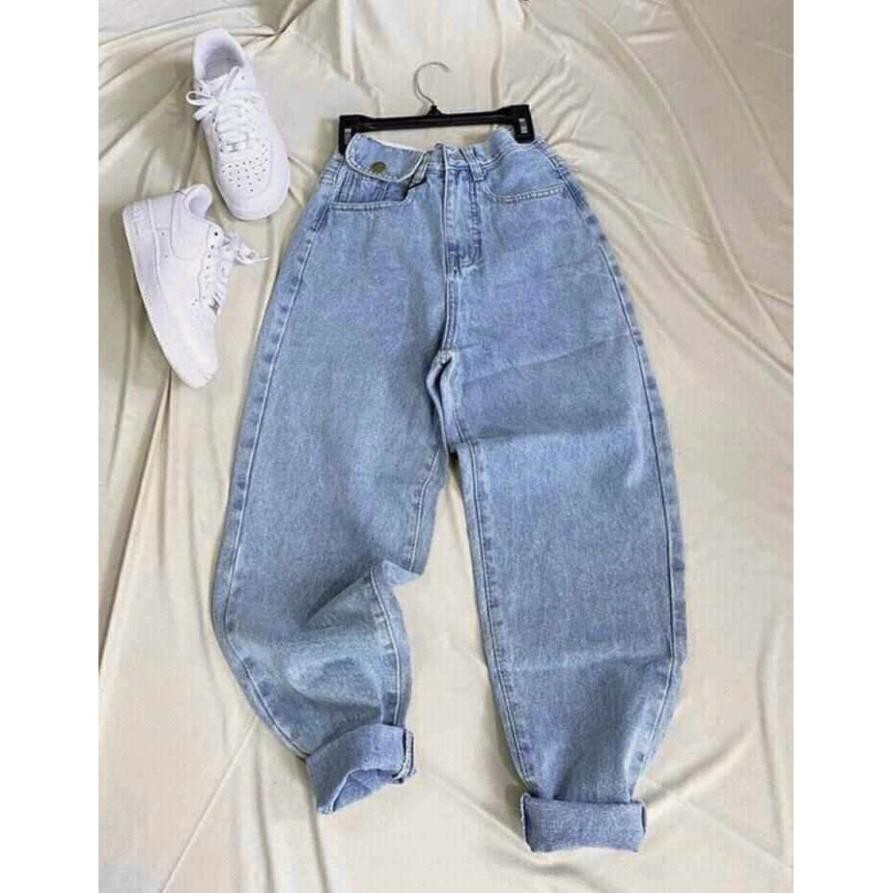 [HOT] Quần Jean Nữ Túi Nắp Dáng Baggy ,Quần Bò Nữ Trơn 2 Màu C010