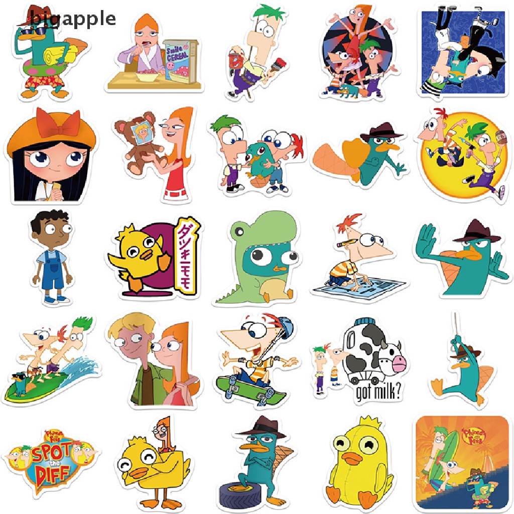 bigapple 50Pcs Cartoon Animation Phineas and Ferb Graffiti Sticker Guitar Suitcase Decal RDG