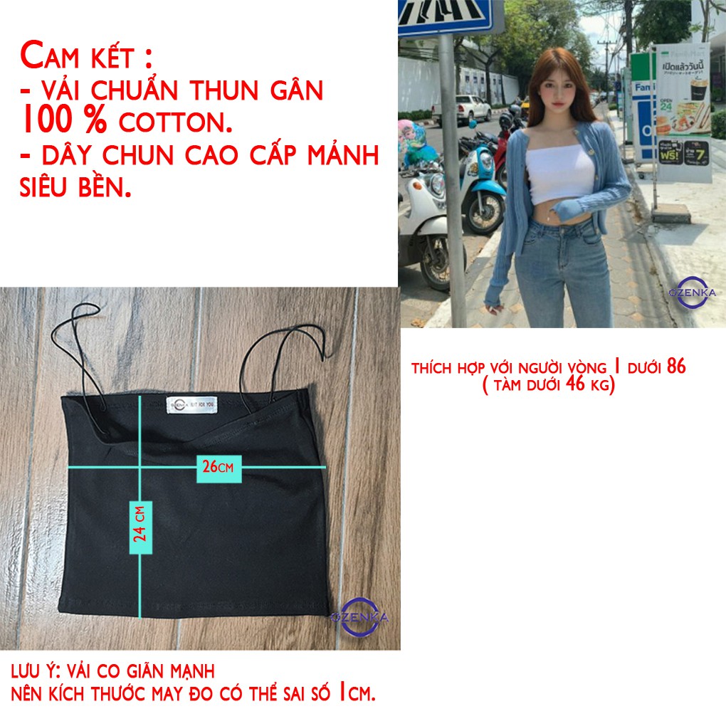 Áo 2 dây sợi bún thun gân đẹp 100% cotton đen trắng , áo croptop ôm mặc trong siêu mát DA099