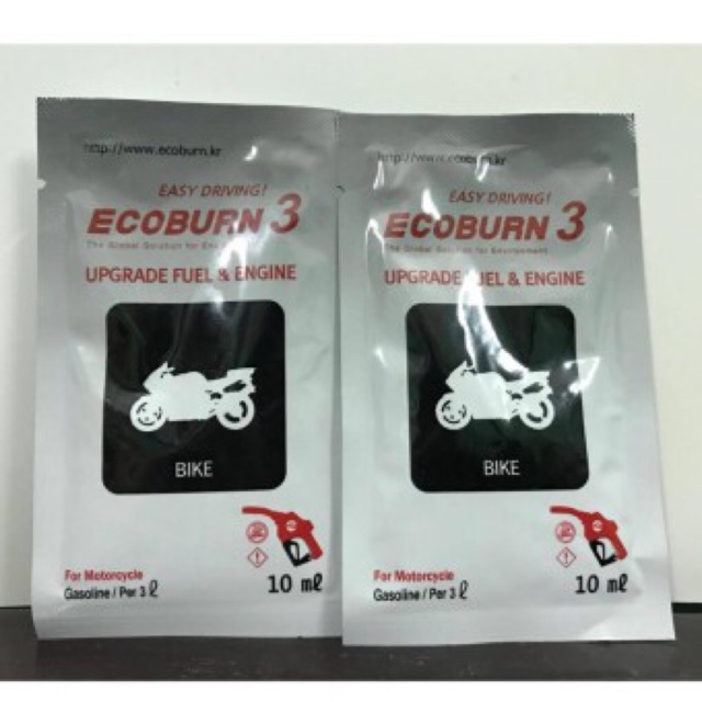 ECOBURN 3 PHỤ GIA SẠCH ĐỘNG CƠ DÙNG CHO XE MÁY, DUNG TÍCH 10ML (DÙNG CHO 3L XĂNG)