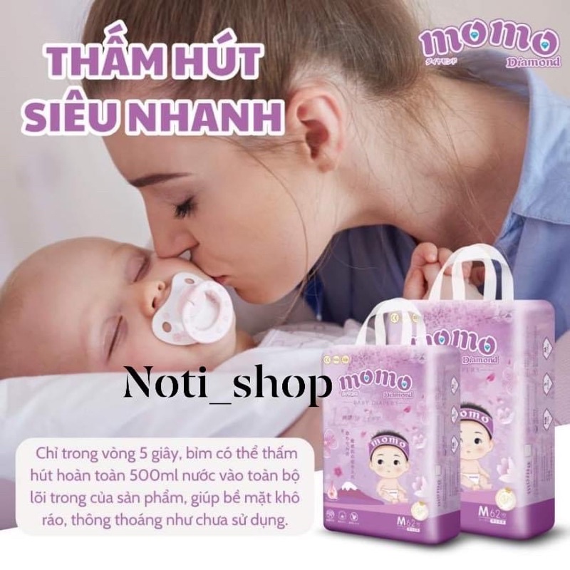 [HCM] Bỉm tã dán/quần MOMO DIAMOND ORGANIC S64/ M60/L54/XL50/XXL48/XXXL46 tinh chất hoa anh đào