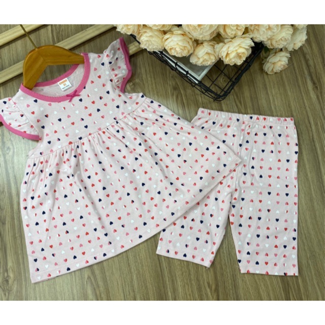 Đồ bộ cho bé gái, bộ lửng bé gái, bộ thun cotton borip size đại bé gái TomKids