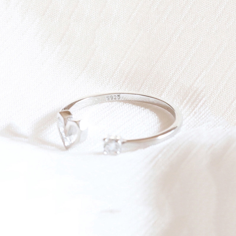 Nhẫn Mạ Bạc 925 Đính Đá Zircon Hình Trái Tim