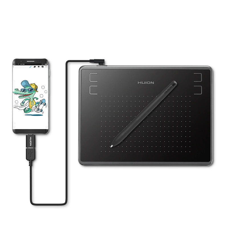Bảng vẽ cảm ứng dùng HUION H430P Tặng kèm Đầu chuyển đổi cổng Type C sang USB 3.0