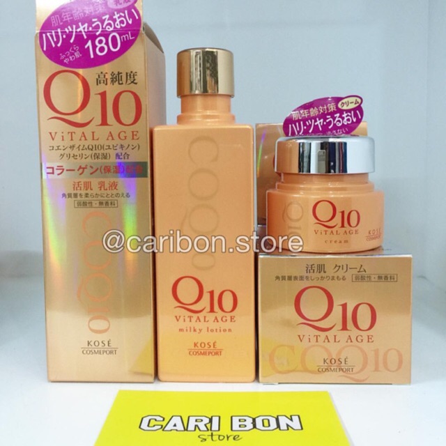 Kem dưỡng và nước hoa hồng chống nhăn & tái tạo da KOSÉ Q10 Vital Age