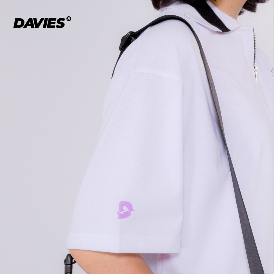 Áo polo nữ form rộng tay lỡ màu trắng DAVIES Devil Say Hi local brand DAVIES