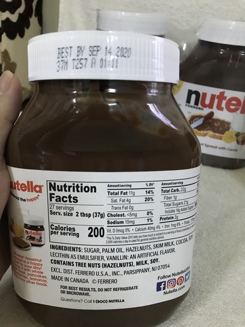 [Mã GROSALEHOT giảm 8% đơn 250K] [Hàng Canada] Bơ hạt dẻ Cacao Nutella 950gram.