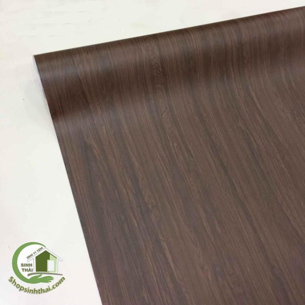 Giấy dán tường giả gỗ màu nâu đậm -  - có sẵn keo