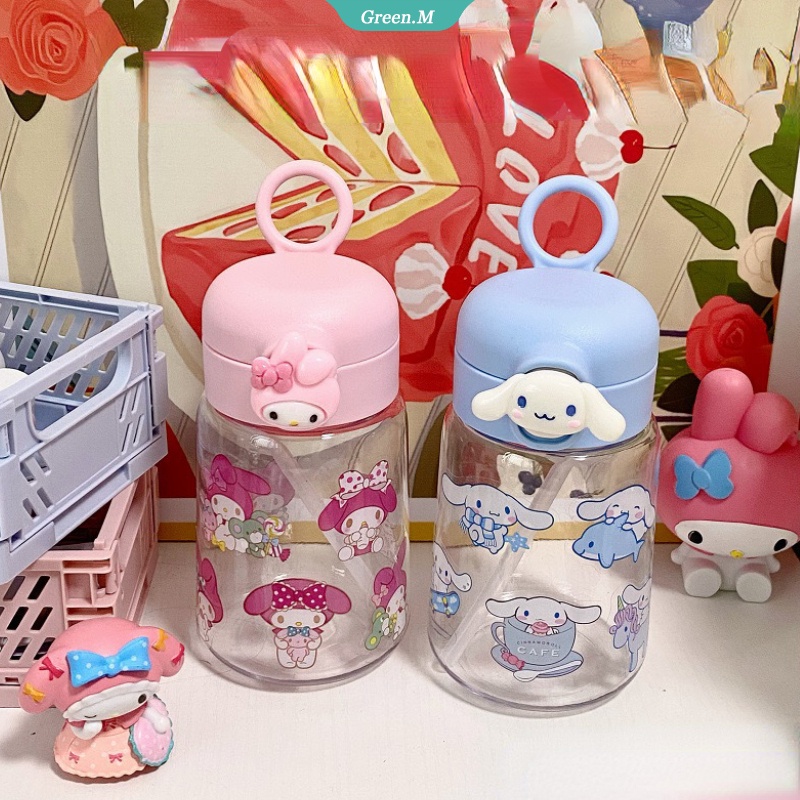 Bình Nước 400ML In Họa Tiết Hoạt Hình Kuromi Đáng Yêu Có Ống Hút Cho Bé