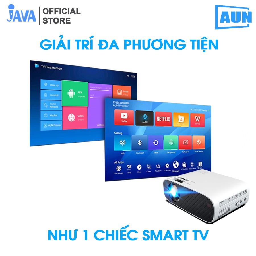 [Độ sáng cao 3000 lumen] Máy chiếu AUN HD C90 - Độ phân giải thực chuẩn HD - Kết nối điện thoại, laptop - Công suất 90w