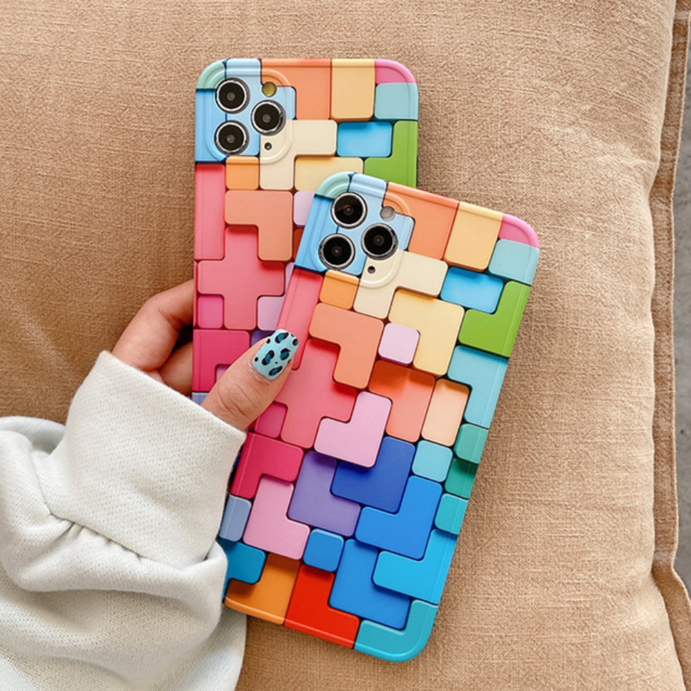 Ốp điện thoại IMD mềm chống sốc họa tiết trò chơi Geometric Tetris cho IPhone 12 11 Pro Max X Xs Max XR 7 8 | BigBuy360 - bigbuy360.vn