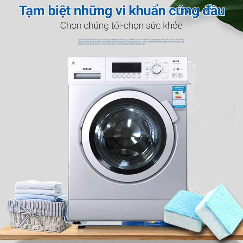 Hộp 12 Viên Tẩy Vệ Sinh Lồng Máy Giặt, Sủi sạch vi khuẩn, Tẩy Sạch Cặn Bẩn Lồng Giặt