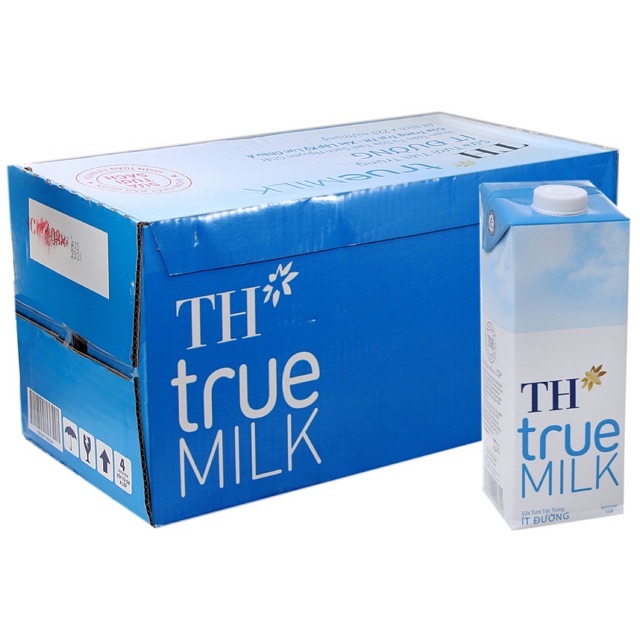 Thùng 12 Lít Sữa Tươi TH True Milk Ít Đường - 12 hộp x 1L