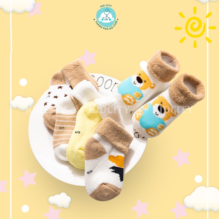 [Siêu Sale] Set 5 Đôi Tất Cho Bé - Tất Trẻ Em Chất Cotton Họa Tiết Đáng Yêu