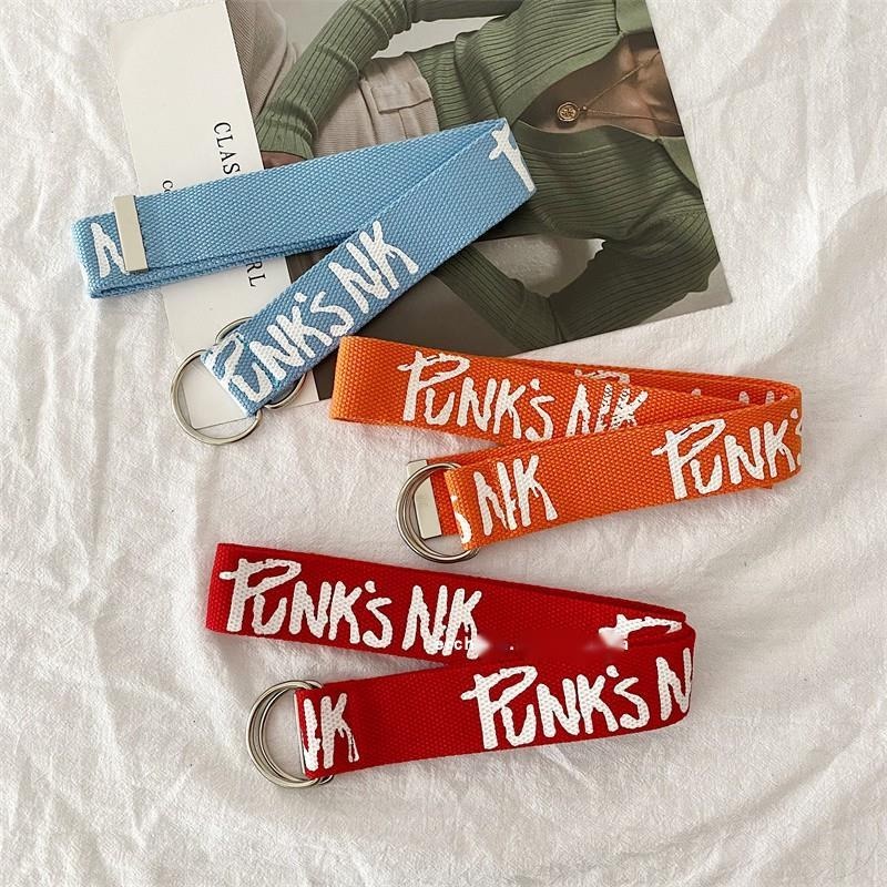 Thắt Lưng Vải canvas Không Đục Lỗ In Chữ Kiểu hip-hop Thời Trang Mùa Hè Cho Nữ