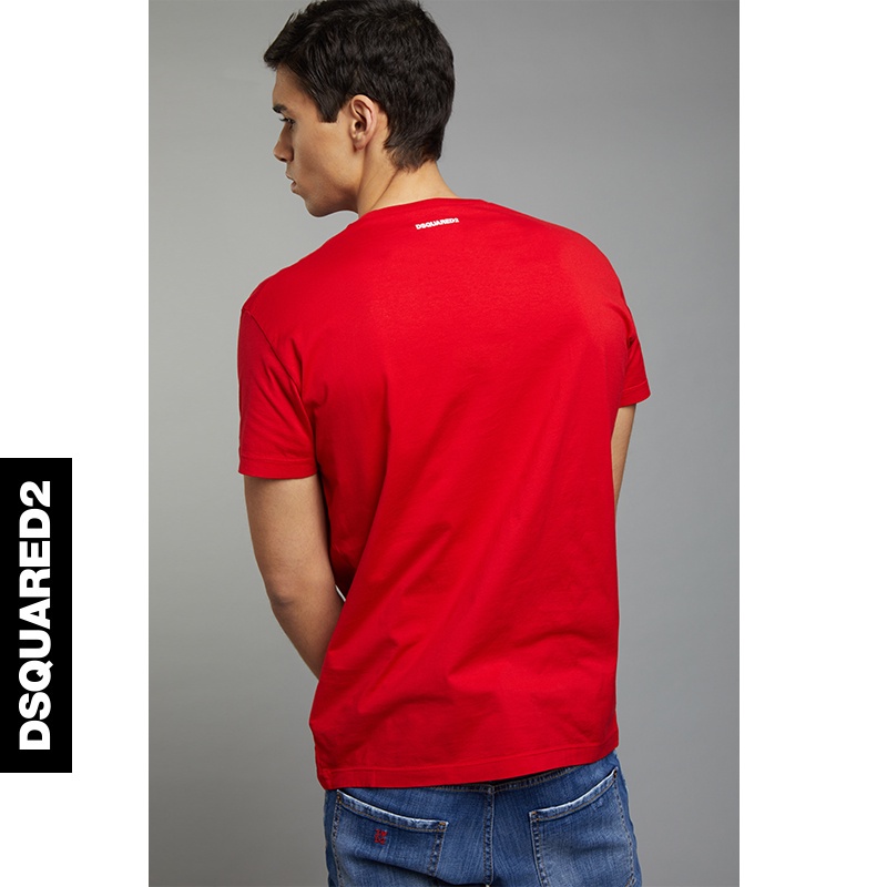 Áo Thun Cotton Ngắn Tay Cổ Tròn Dáng Rộng In Logo DSQUARED2 / D2 Cá Tính Cho Nam