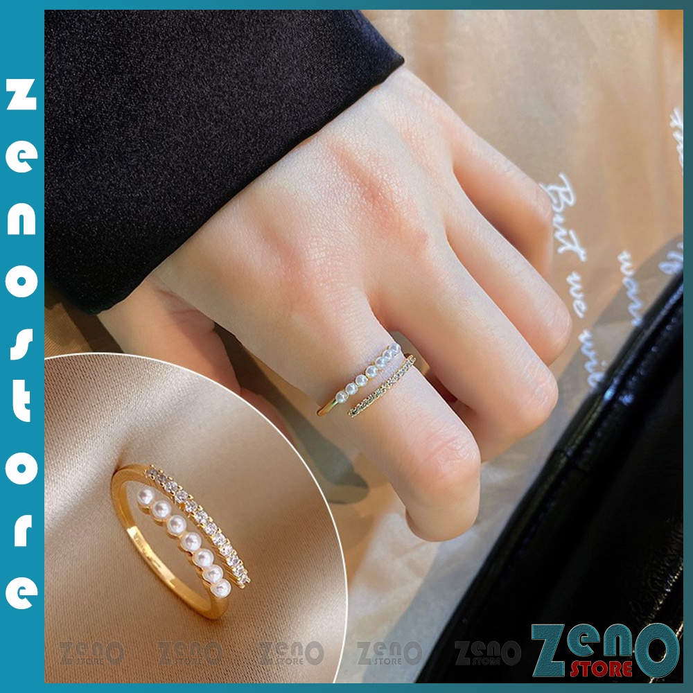 Nhẫn ZenO mạ vàng đính ngọc N05 có thể điều chỉnh độ rộng