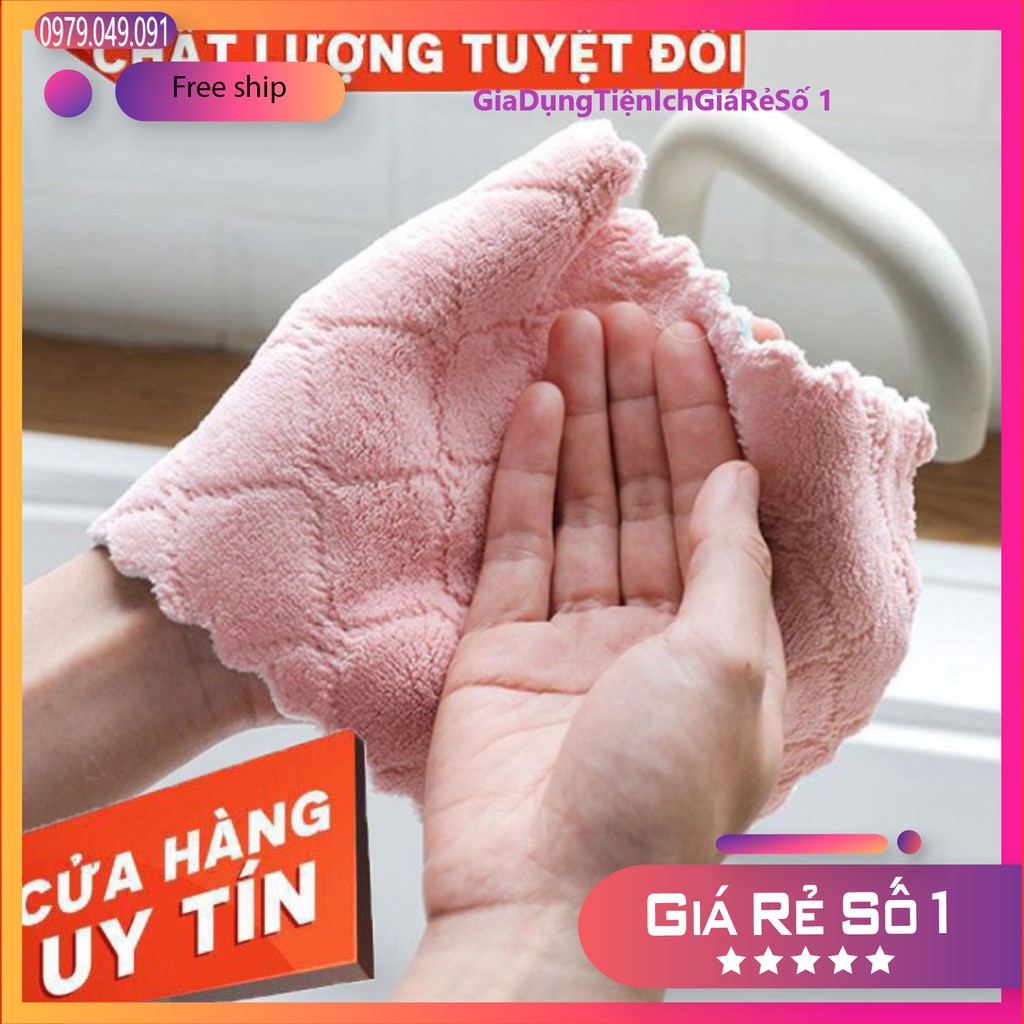 Khăn lau bếp đa năng sét 10 chiếc mềm mại thấm nước tốt, khăn lau đa năng 2 mặt tiện dụng siêu rẻ.