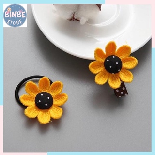 Sét 4 Dây Buộc Tóc và Kẹp Tóc Hình Hoa Cúc Handmade Phong Cách Hàn Quốc Siêu Xinh Cho Bé Gái