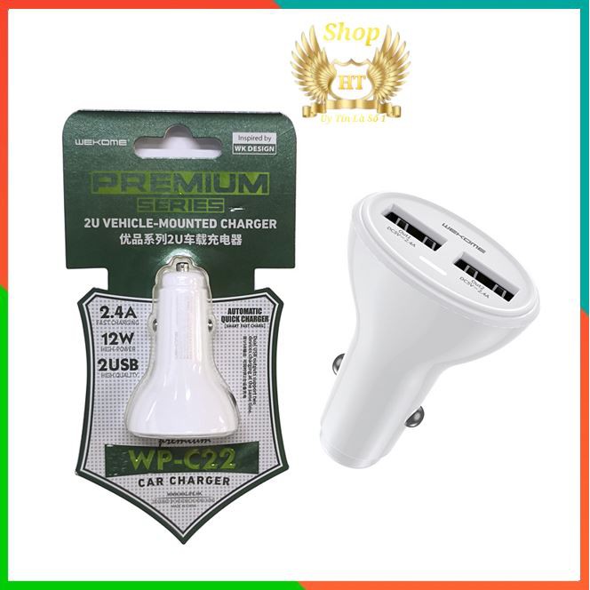TẨU SẠC ÔTÔ Freeship Extra Tẩu sạc ô tô, xe hơi wk - C22 ( 2 usb nhỏ )