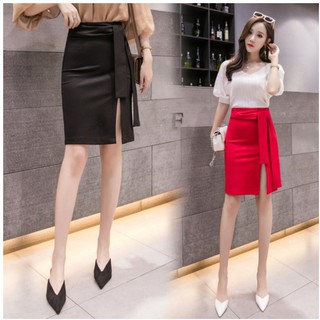Chân váy bút chì lưng cao xẻ tà thời trang công sở cho phái nữ