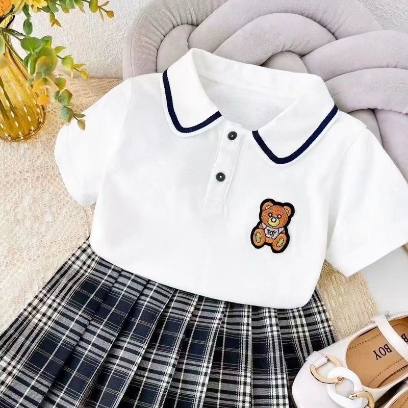 Set Áo Thun Polo Ngắn Tay Và Quần Short Thời Trang Mùa Hè Mới Cho Bé Gái