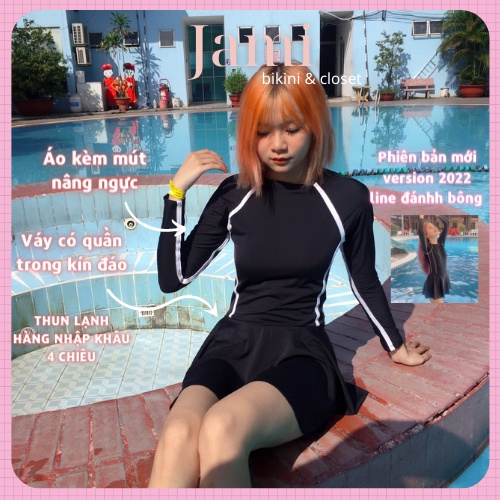 Đồ bơi nữ bikini một mảnh liền váy quần kín đáo thun lạnh bigsize Jami MOM200