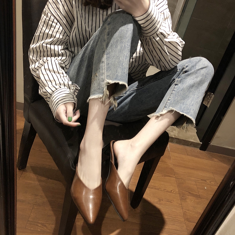 Giày cao gót vải mules phong cách thời trang thanh lịch cho nữ