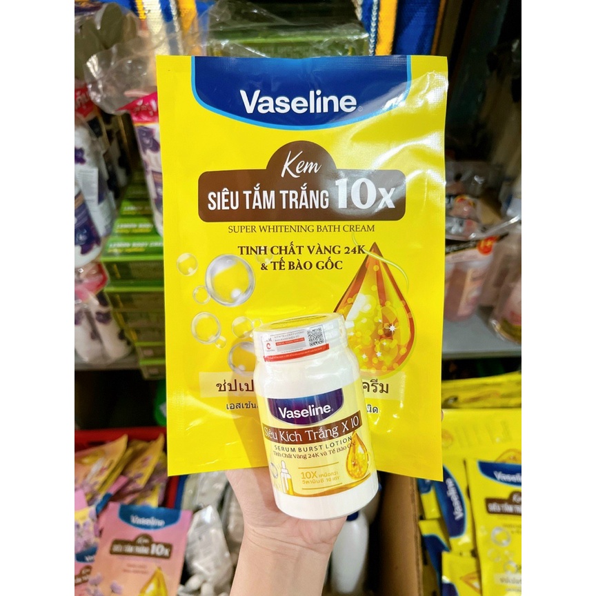 Combo Siêu Kích Trắng va2 tắm trắng  Vaselin - Thái Lan,shop về 3 màu nè