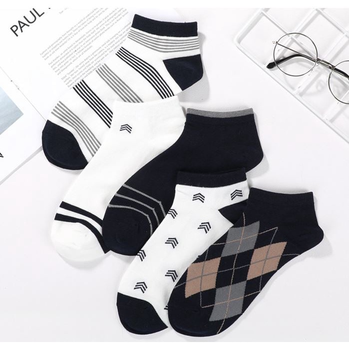 Tất ngắn họa tiết -  Set 5 đôi - Có hộp - Hồ Chí Minh - Giao nhanh 2H