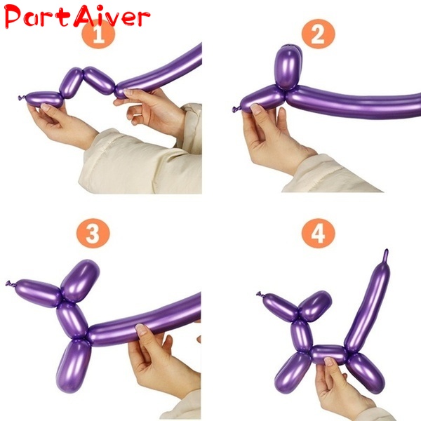 1pcs Bong bóng bay dáng dài màu kim loại có thể xoắn loại tạo kiểu