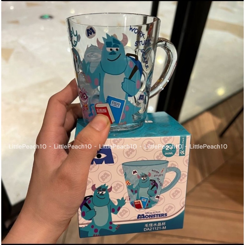 Ly nước nhựa Disney kiểu mới 2022 trong suốt có quai cầm tay Mike Sulley Donald Olaf Ariel cho bé