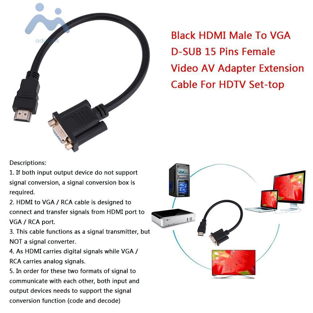 Cáp Chuyển Đổi Tín Hiệu Hdmi-Compatible Male Sang Vga D-Sub 15 Female Cho Hdtv