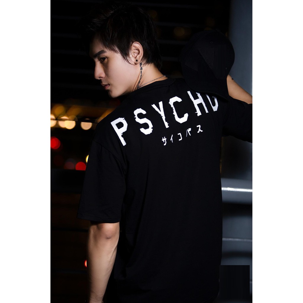 Áo thun nam nữ tay lỡ form rộng unisex PSYCHO vải cotton 100% - Giá sỉ Unisex