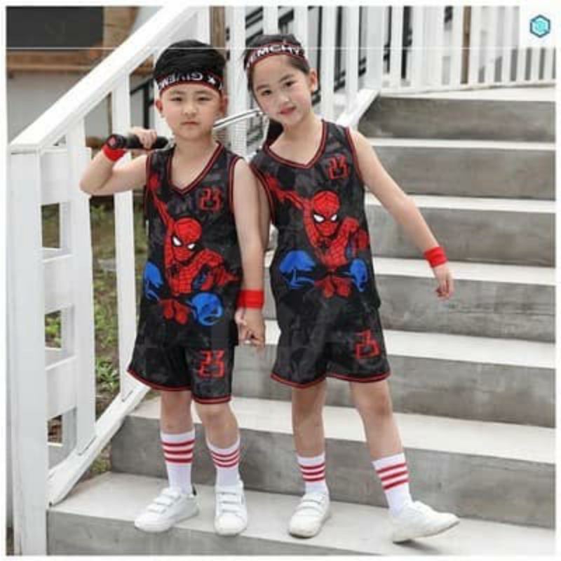Set bộ thể thao bóng rổ Spiderman _ Chất thông hơi QCCC cho bé Trai/Gái