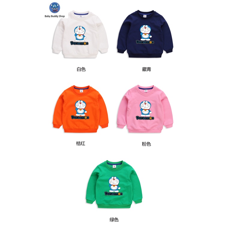 Áo tay dài in hình Doraemon 10 màu tùy chọn cho bé