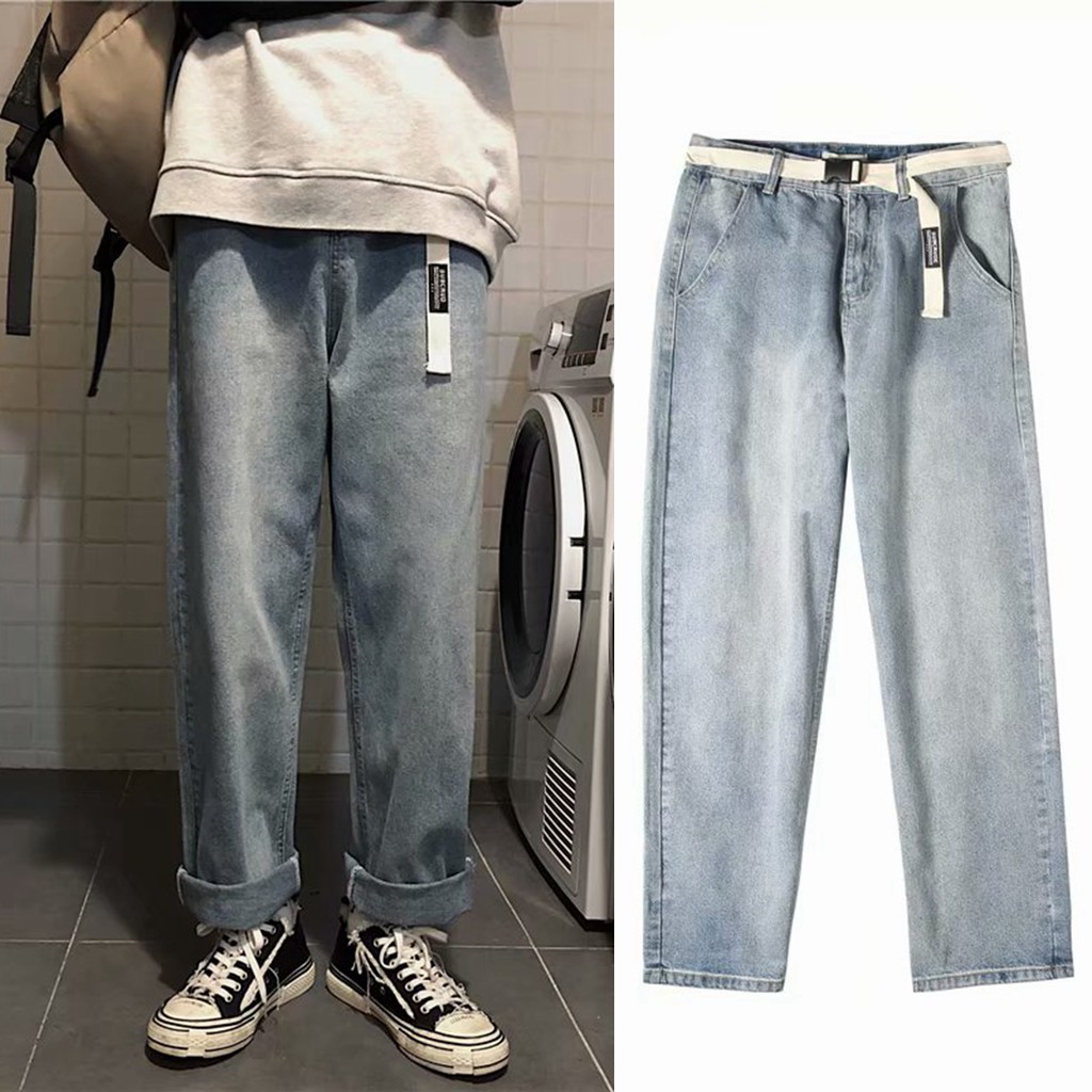 Quần Baggy Jean có đai dáng suông ống rộng - Quần bò giá tốt nhất thị trường- Q9
