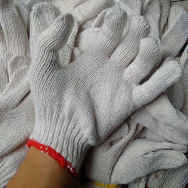 10 Đôi Găng tay vải sợi lao động màu trắng